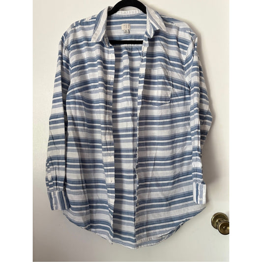 a new day Blue & White Horizontal Stripe Button-Down Shirt