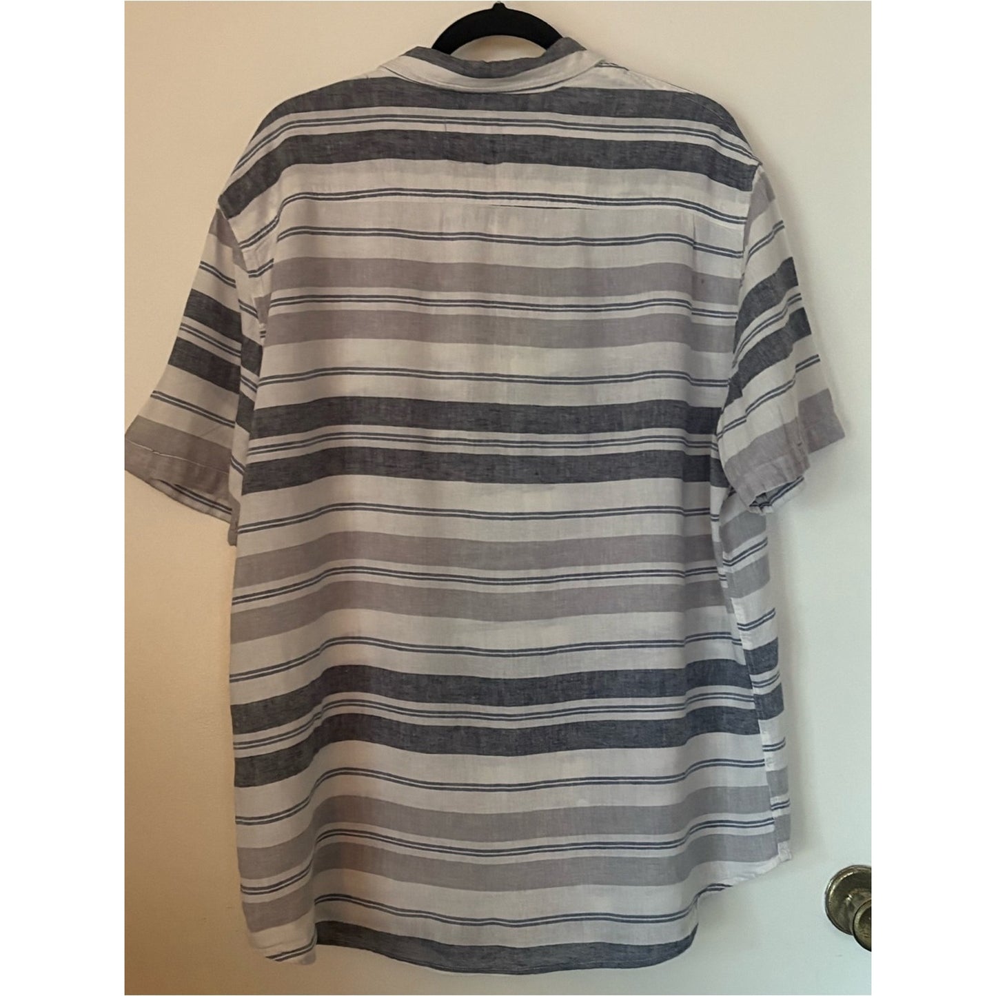 Rails Blue and White Striped Short Sleeve Button-Up Blouse