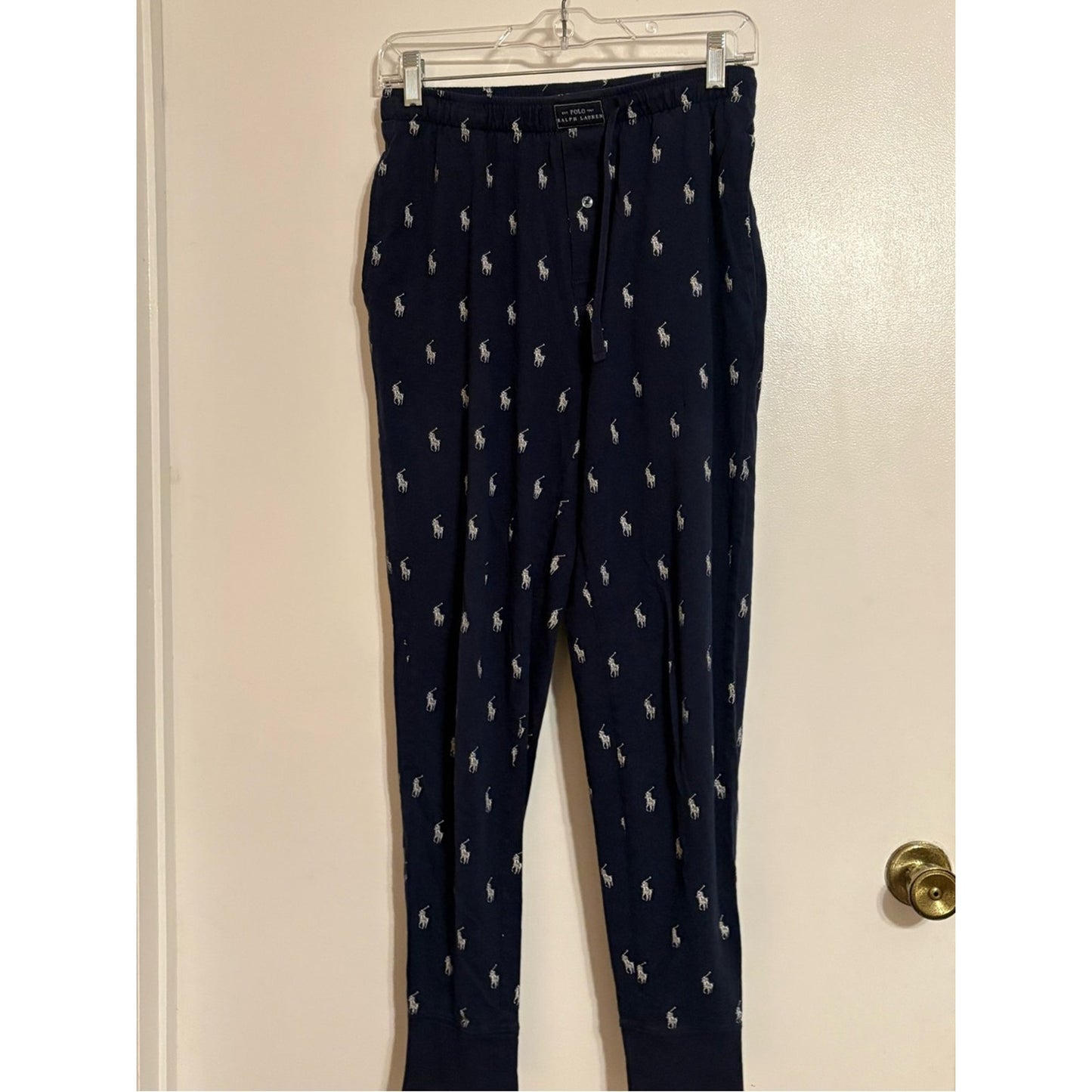 Ralph Lauren Navy Lounge Pants with White Polo Pony Embroidery