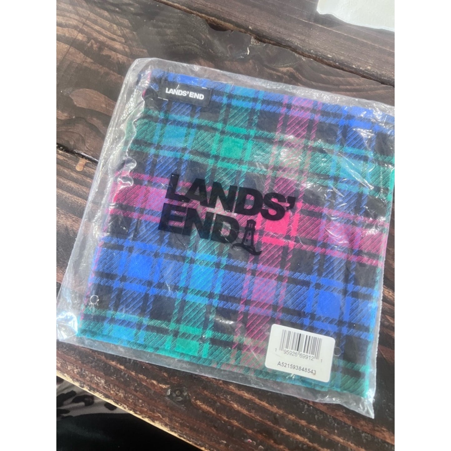 Lands' End Tartan Plaid Scarf in Blue, Green & Pink