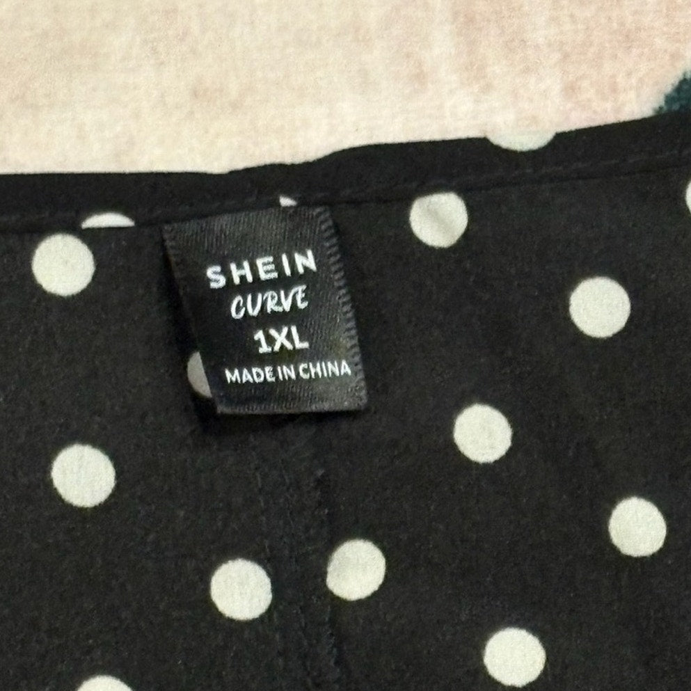 SHEIN Black White Polka Dot Scalloped Sleeveless Camisole