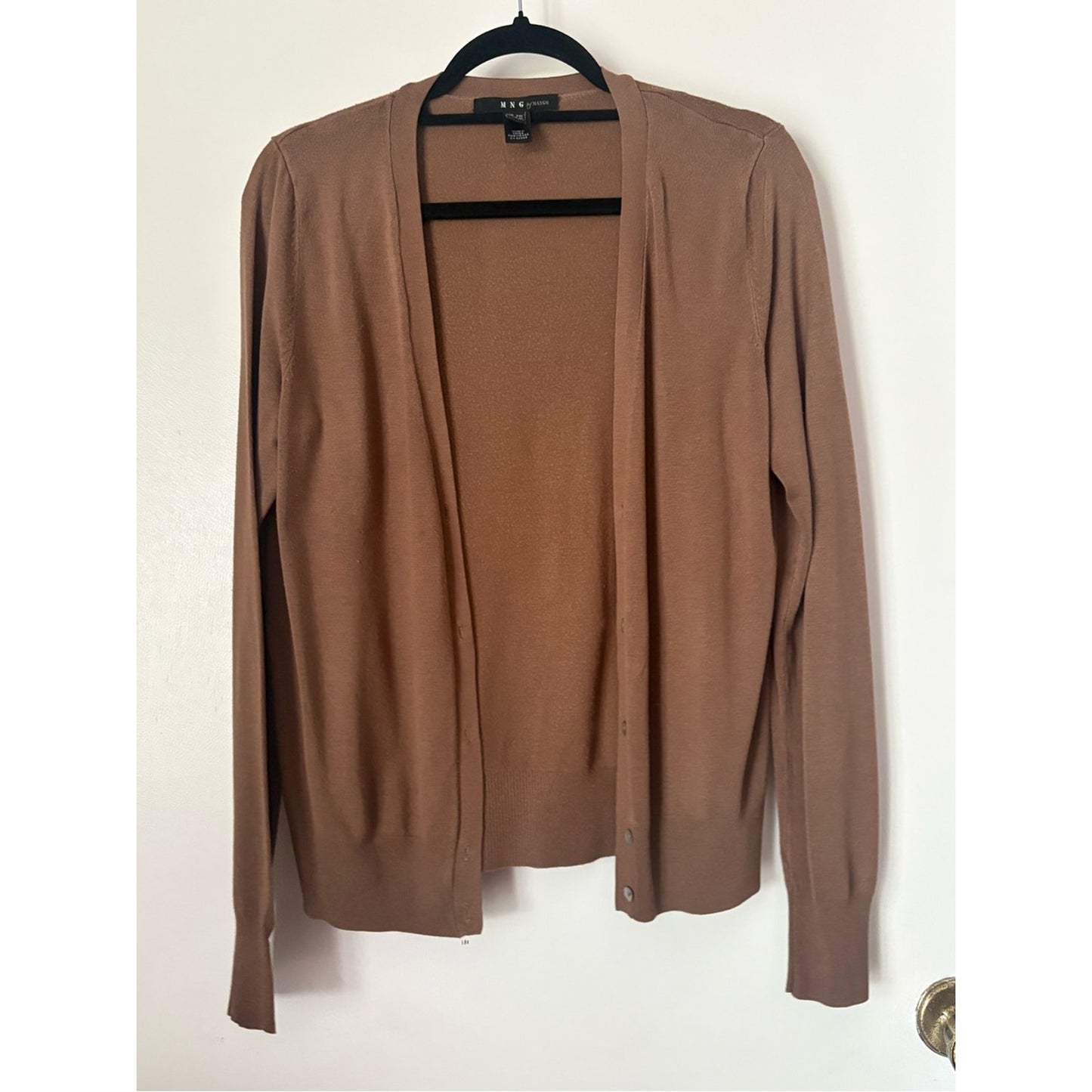 Mango Brown V-Neck Button Cardigan