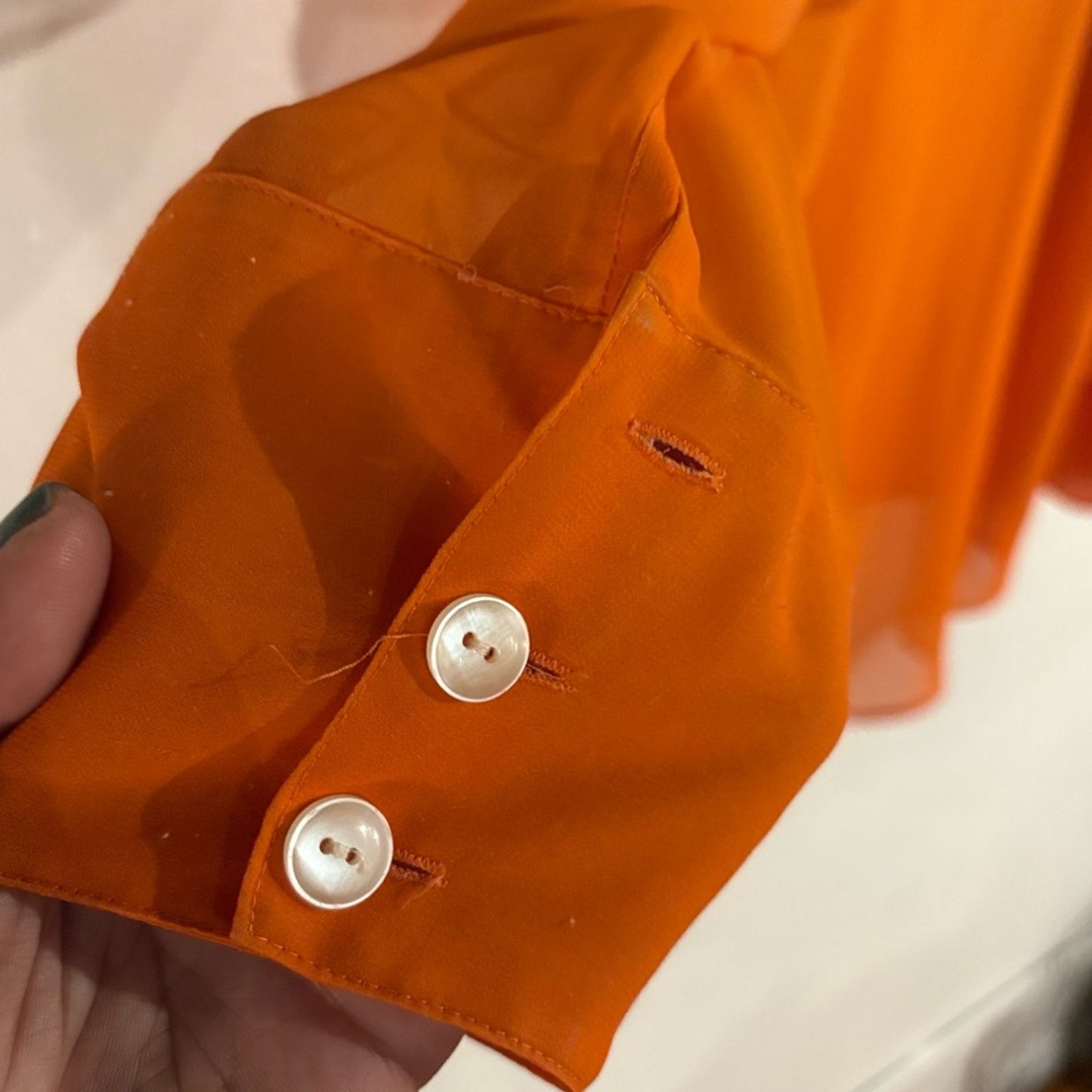 Lane Bryant Orange Sheer Button-Front Blouse