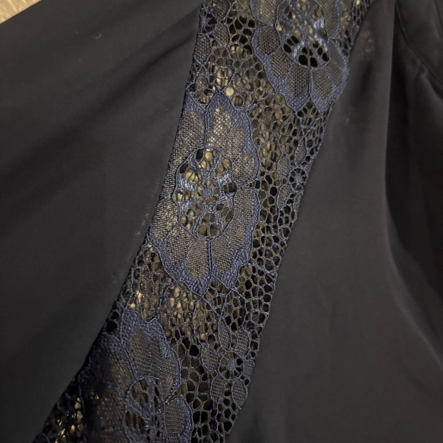 Xhilaration Navy Lace-Yoke V-Neck Tunic Top